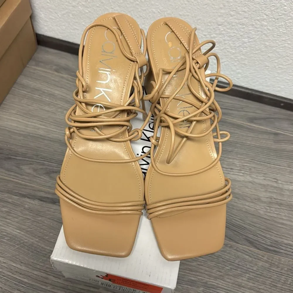 Calvin Klein Womens Calista Lace-Up Strappy Heels